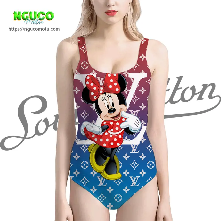 Lv feat minnie mouse disney v2 swimsuit louis vuitton gift uninque for women